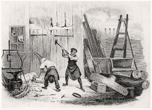 A roda Wright, do livro dos ofícios, gravada por J. Miller, 1836 de English School
